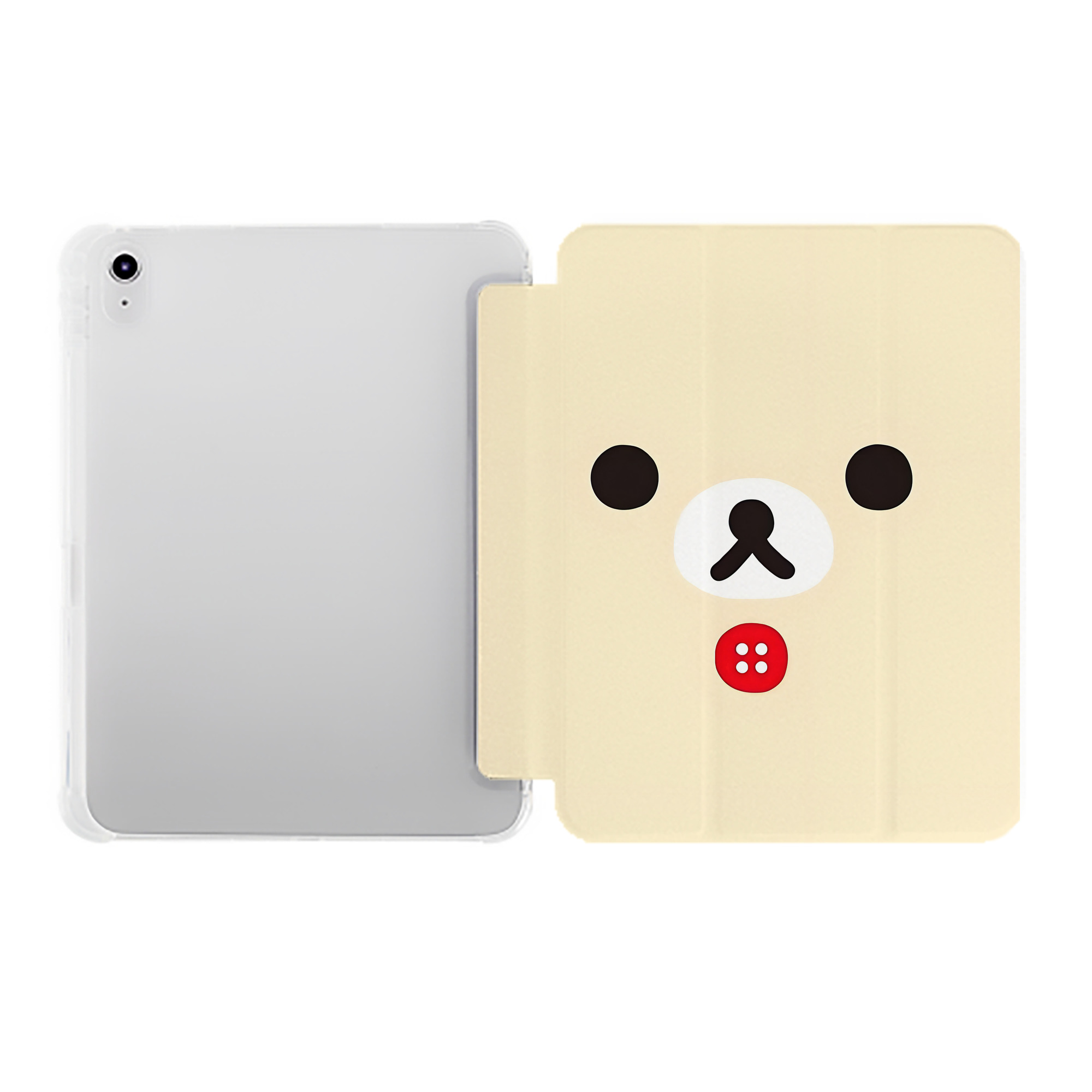 （画像用） リラックマ リラックマ キイロイトリ Rilakkuma Korilakkuma Kiiroitori IPad ケース ペン収納付き 三つ折りスタンド PUレザー×シリコン 対応機種9.5/10.5/10.9インチ